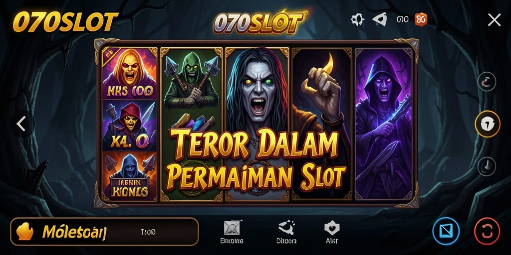 Gambaran menegangkan dari gameplay slot horor 070SLOT.
