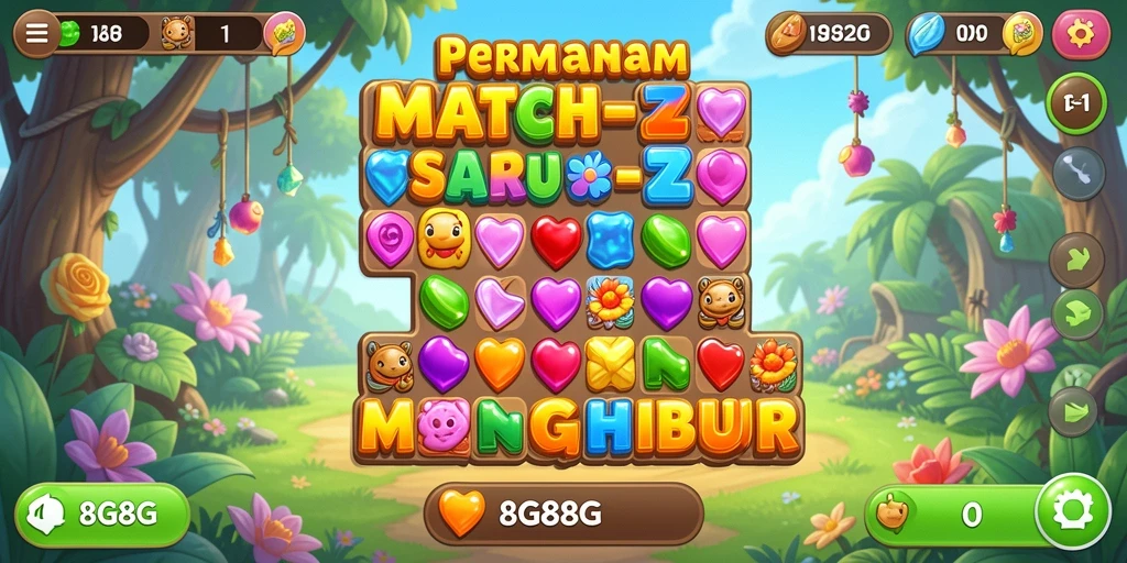 Tampilan gameplay Match-3 yang menarik di 8G8G.