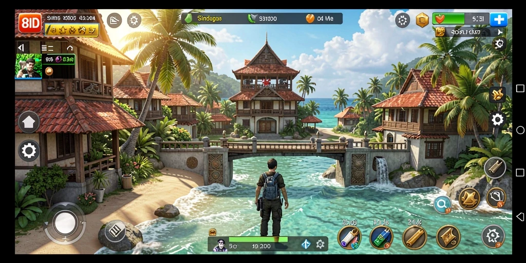 Tampilan gameplay 8ID yang menampilkan interaksi karakter di dunia virtual.