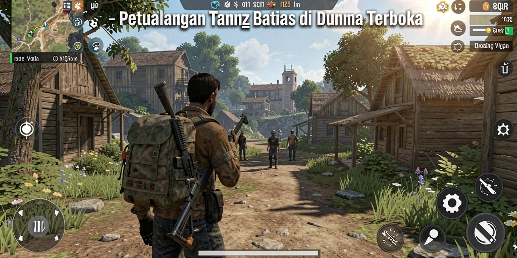 Screenshot gameplay Open World 8QR yang menampilkan eksplorasi luas.