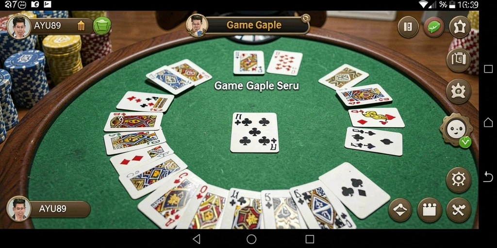 Tampilan gameplay AYU89 yang menegangkan saat bermain Gaple.