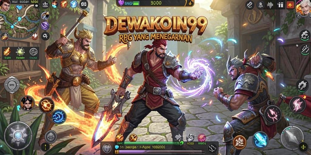 Tampilan aksi seru dalam gameplay RPG DEWAKOIN99.