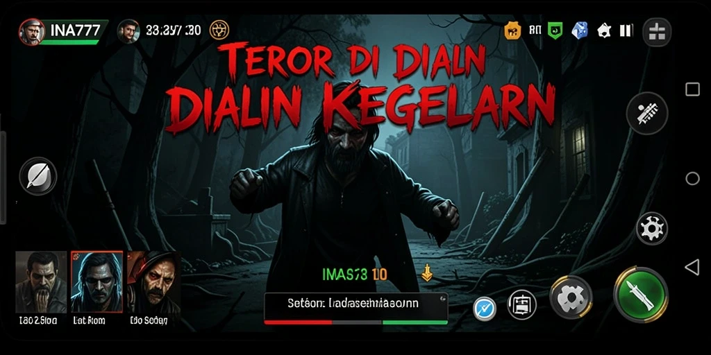Screenshot utama INA777 menampilkan adegan gameplay Horror yang intens.