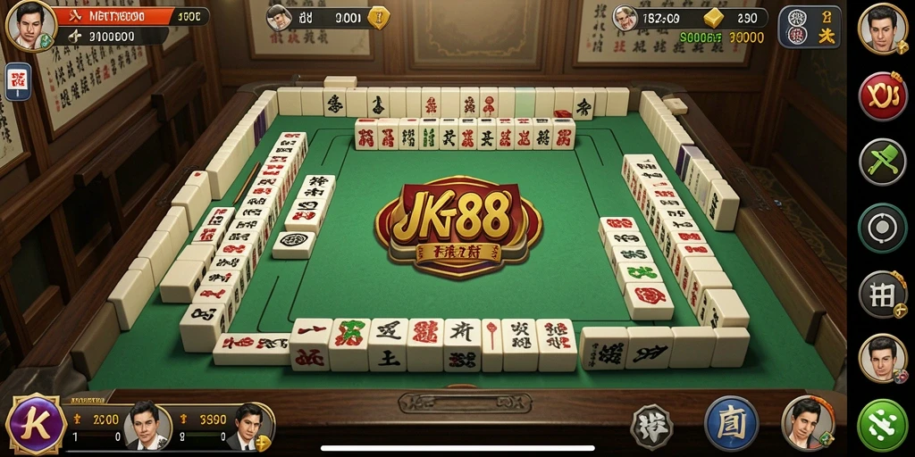 Screenshot utama JKT88 menampilkan gameplay seru Mahjong.