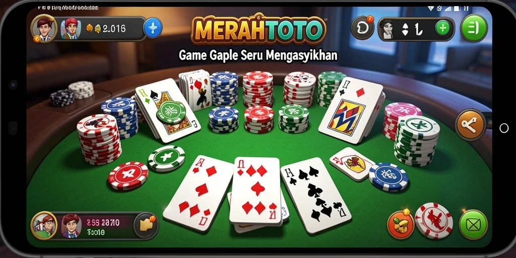 Screenshot gameplay MERAHTOTO yang menampilkan suasana gaple yang seru.