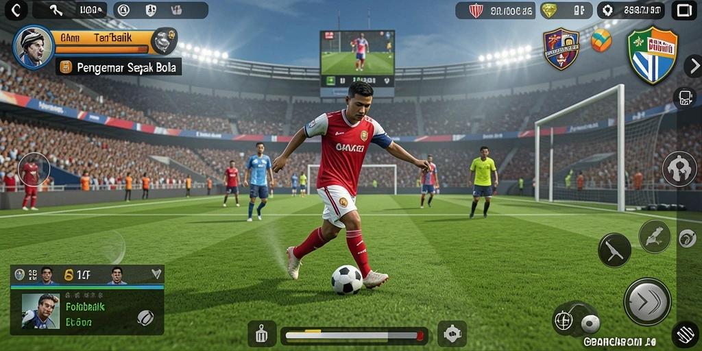 Tampilan gameplay PAKARJP yang seru dan mendebarkan di lapangan sepak bola.