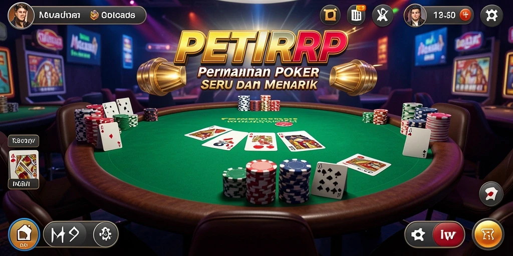 Tampilan utama PETIRRP menampilkan gameplay Poker yang menarik dan seru.
