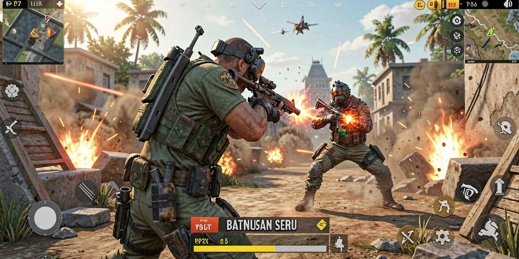 Tampilan seru gameplay PP7 dalam pertarungan Battle Royale.