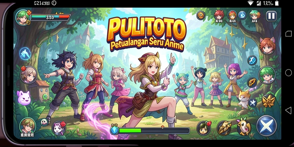 Screenshot PULITOTO menampilkan pertarungan karakter anime yang epik.