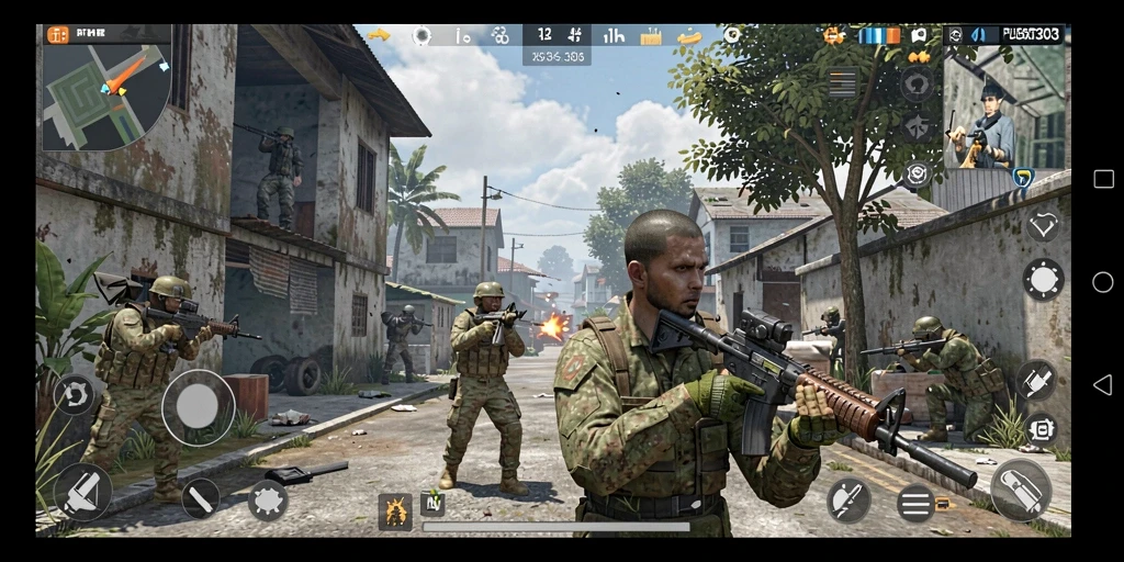 Tampilan gameplay dinamis PUSAT303 dengan aksi tembak-menembak yang intens.