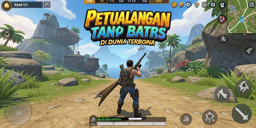 Tangkapan layar gameplay REMI101 menampilkan eksplorasi dunia yang luas dan indah.