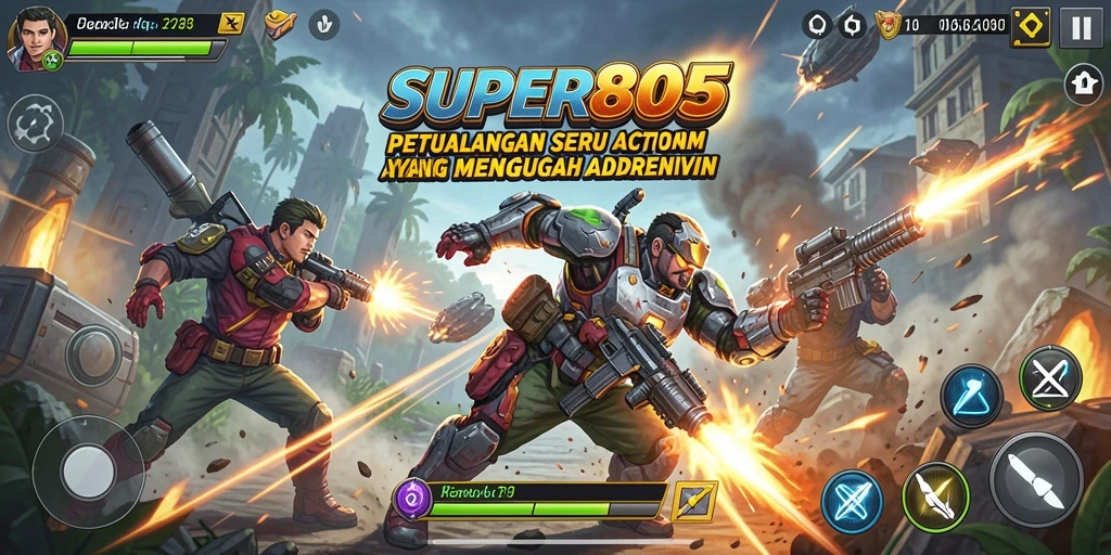 Tampilan gameplay mendebarkan dari SUPER805 dengan aksi penuh adrenalin.